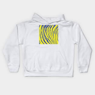 Tiger Stripes Yellow Blue Kids Hoodie